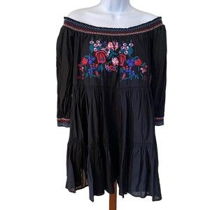 Free People Dress Womens Small Sunbeams Off The Shoulder Babydoll Embroidered